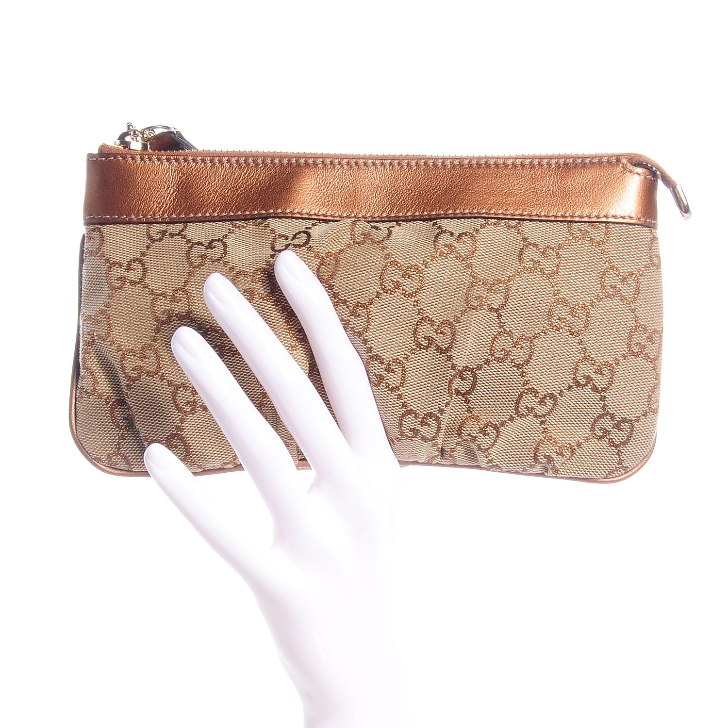 Gucci Monogram Hearts Wristlet Metallic 2 of 7