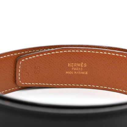 Hermes Box Courchevel 32mm H Belt 65 Black Gold 3 of 3