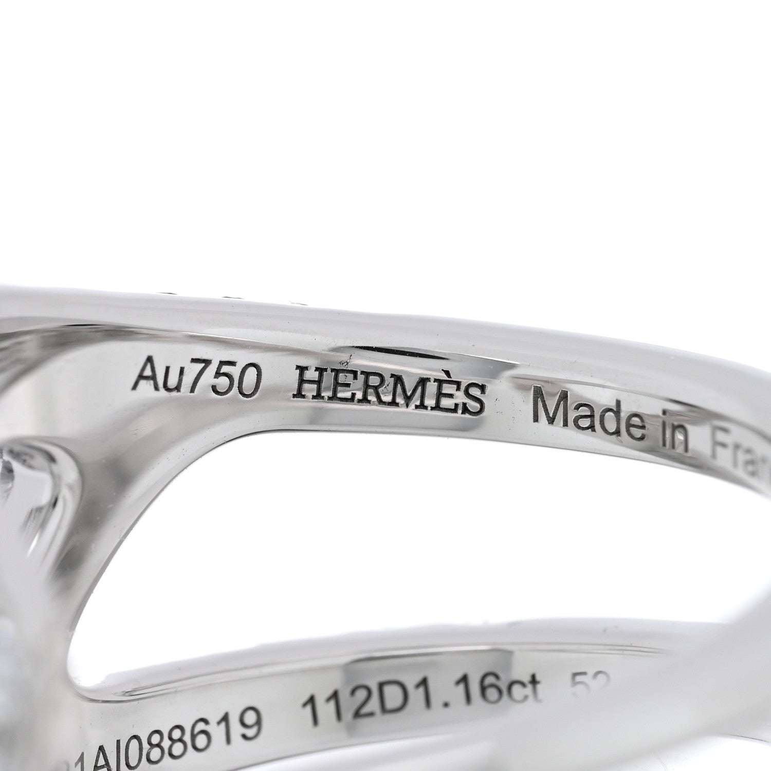 Hermes 18K White Gold Diamond Chaine d'Ancre Punk Ring 52 6 4 of 5