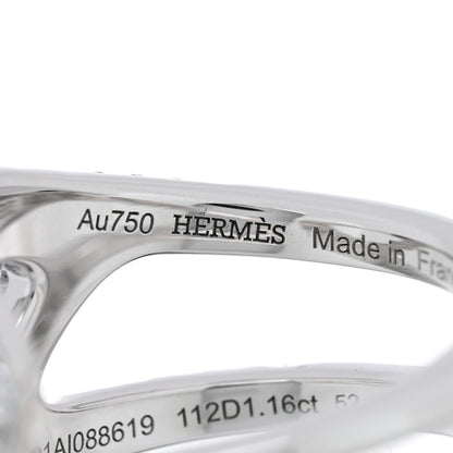 Hermes 18K White Gold Diamond Chaine d'Ancre Punk Ring 52 6 4 of 5