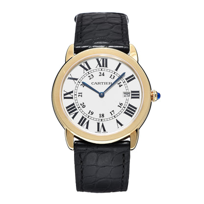 Cartier Stainless Steel 18K Yellow Gold Alligator 36mm Ronde Solo Quartz Watch 1 of 8