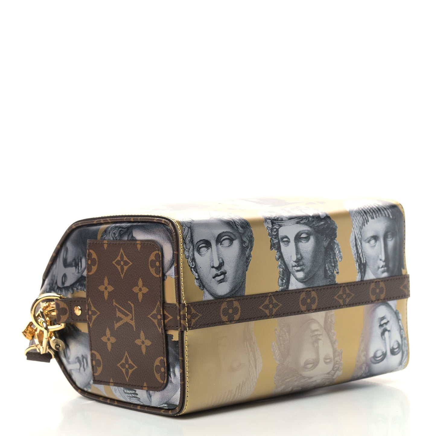 X FORNASETTI Calfskin Fornasetti Speedy Bandouliere 25 Gold