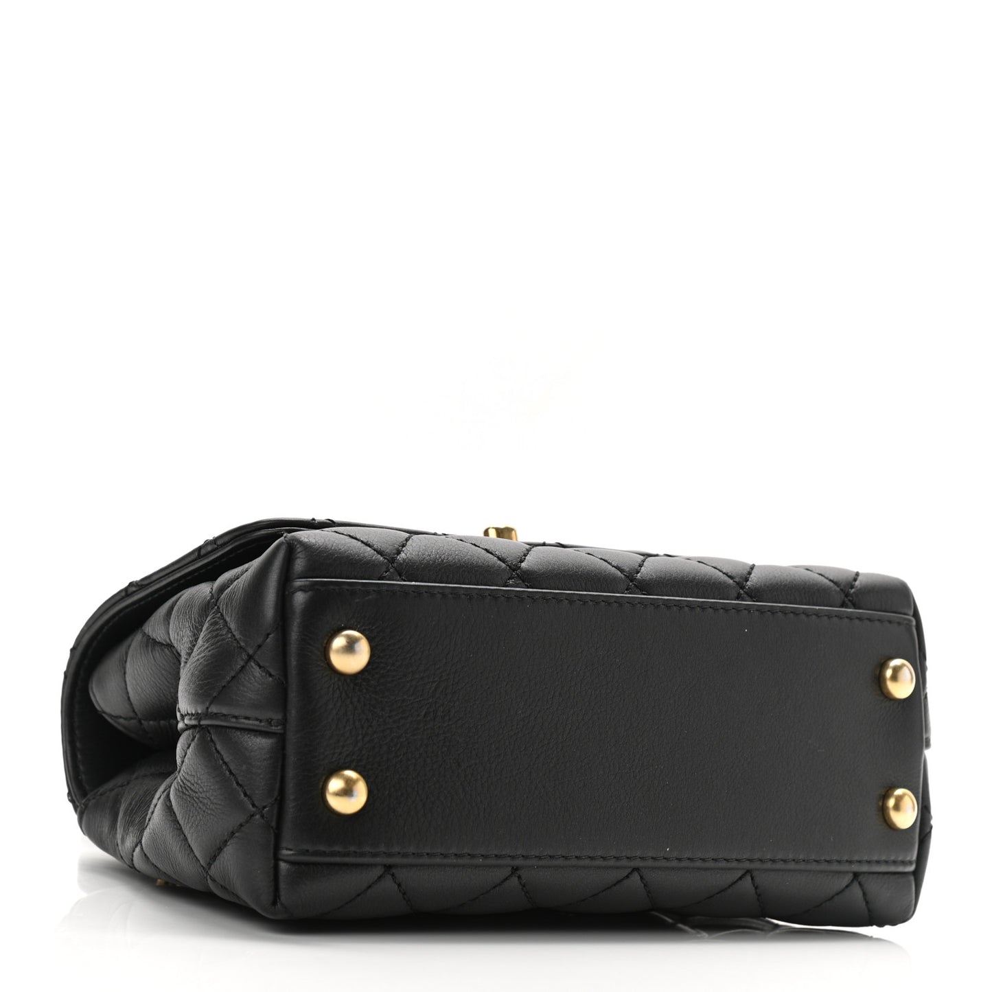 Calfskin Crystal Quilted Mini Coco Handle Flap Black Black