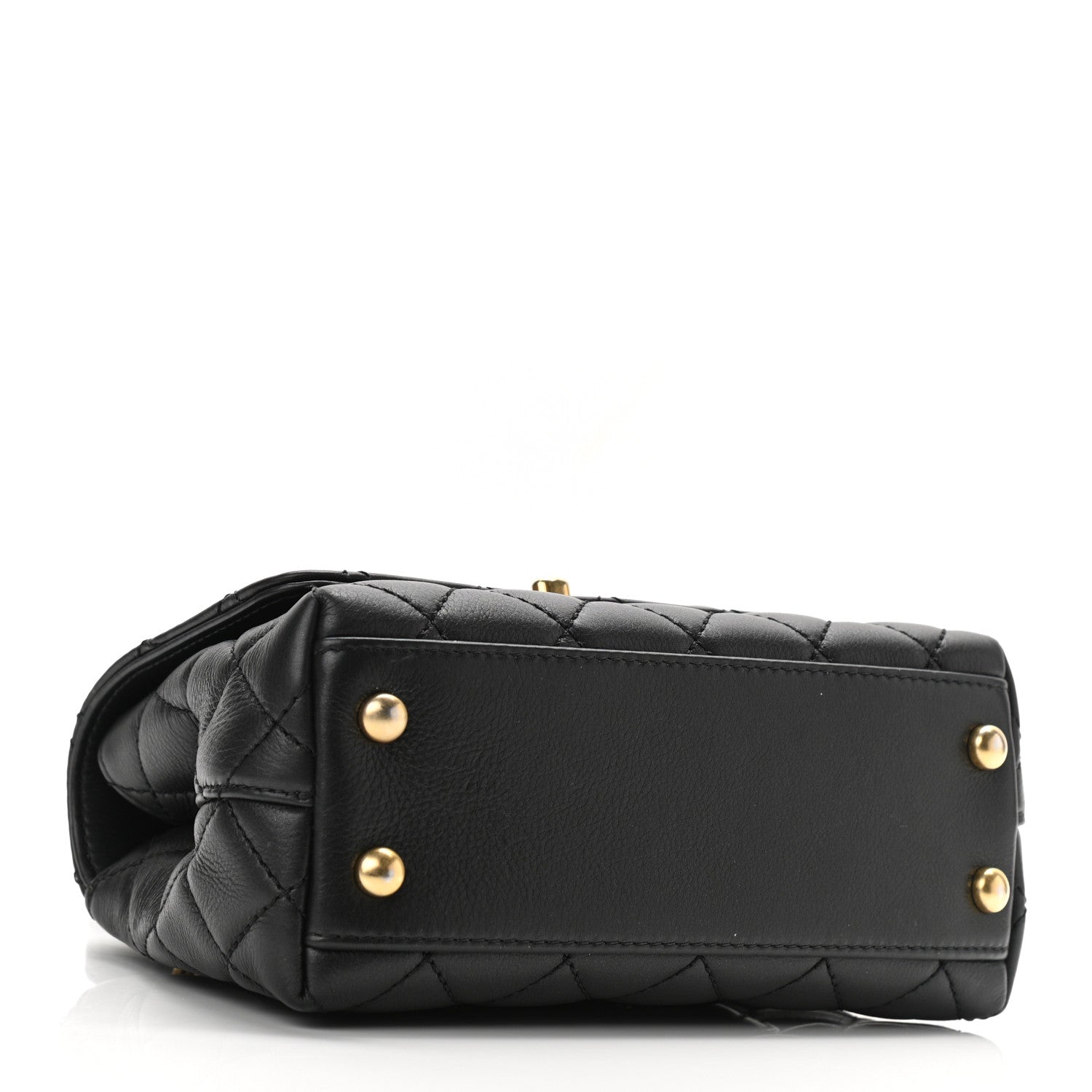 Chanel Calfskin Crystal Quilted Mini Coco Handle Flap Black Black 4 of 10