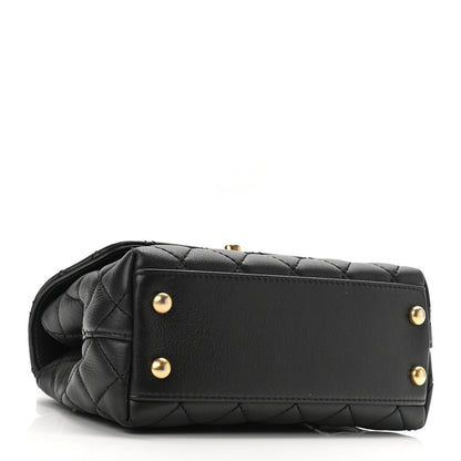 Chanel Calfskin Crystal Quilted Mini Coco Handle Flap Black Black 4 of 10