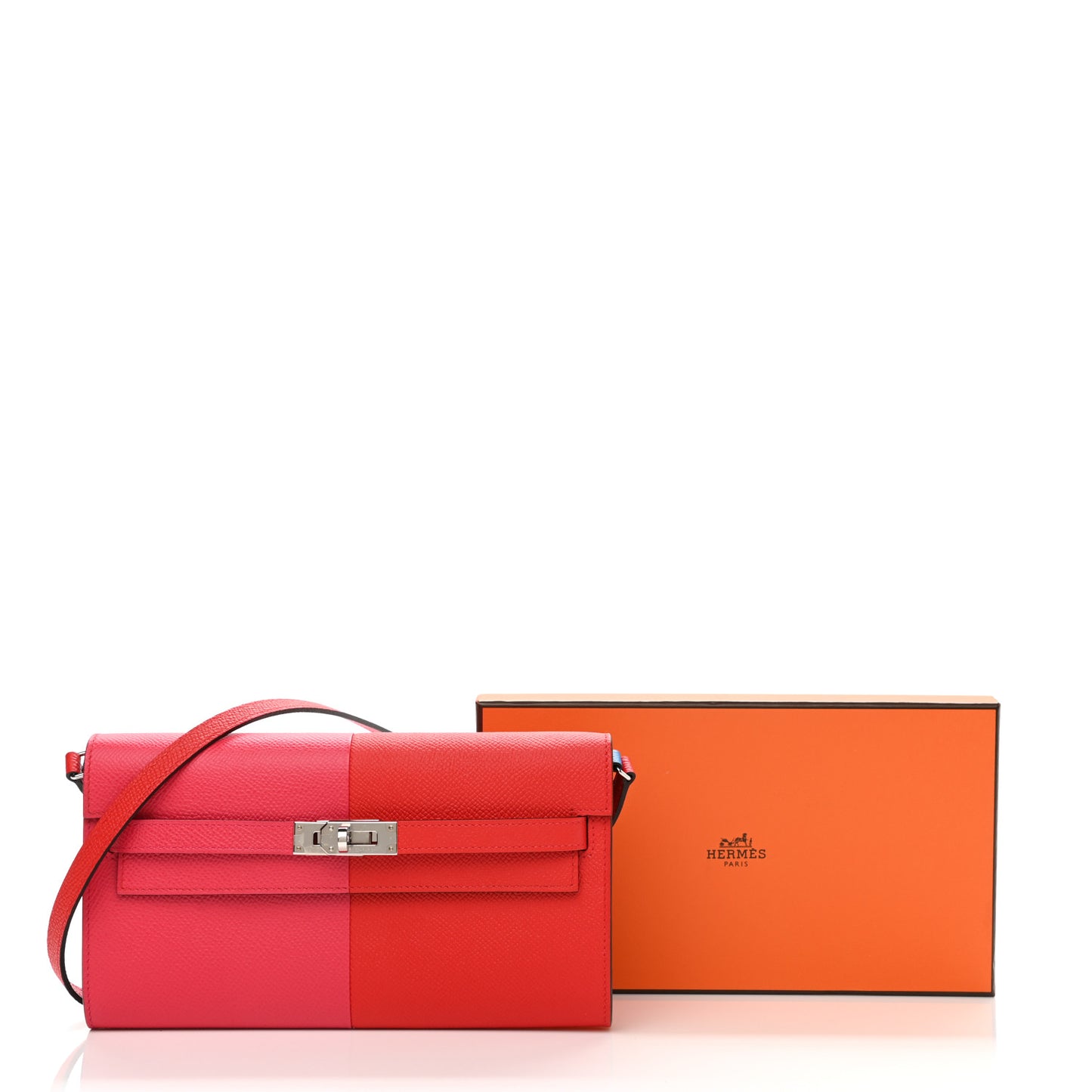 Epsom Tri-Color Kelly Wallet To Go Rouge De Coeur Rose Extreme Bleu Zanzibar