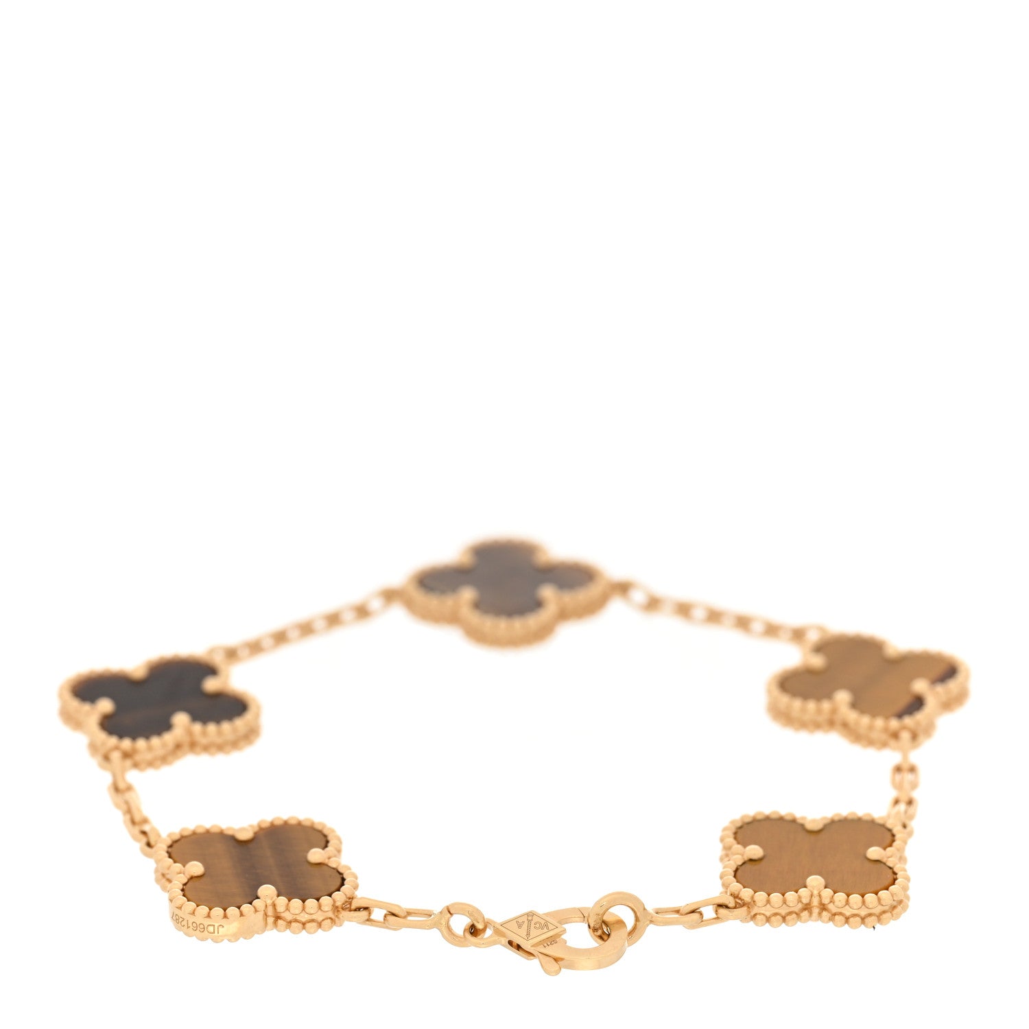 Van Cleef & Arpels VAN CLEEF & ARPELS 18K Yellow Gold Tiger Eye 5 Motifs Vintage Alhambra Bracelet 2 of 6