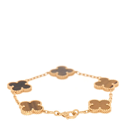 Van Cleef & Arpels VAN CLEEF & ARPELS 18K Yellow Gold Tiger Eye 5 Motifs Vintage Alhambra Bracelet 2 of 6