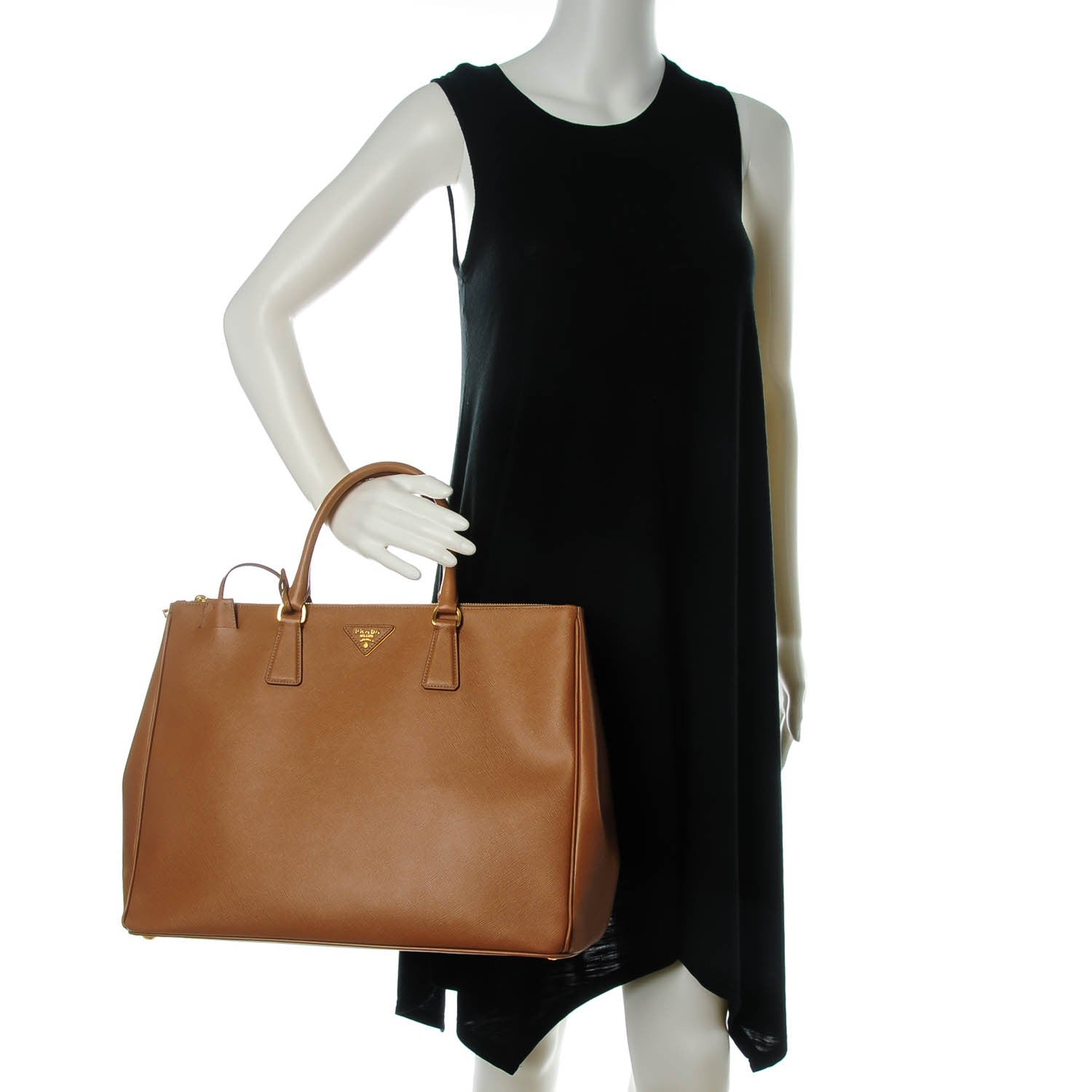 Prada Saffiano Lux Extra Large Galleria Double Zip Tote Caramel 2 of 9