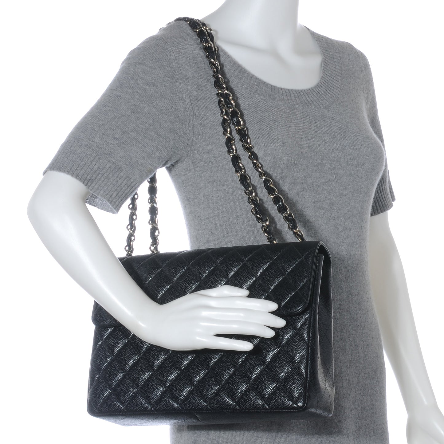 Caviar Jumbo Single Flap Black