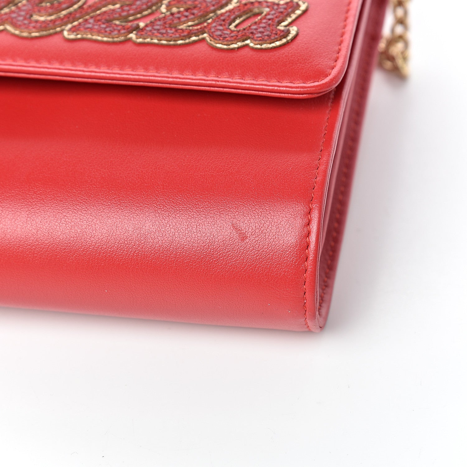 Dolce & Gabbana Vitello Embellished L'amore Wallet On Chain Rosso 11 of 11