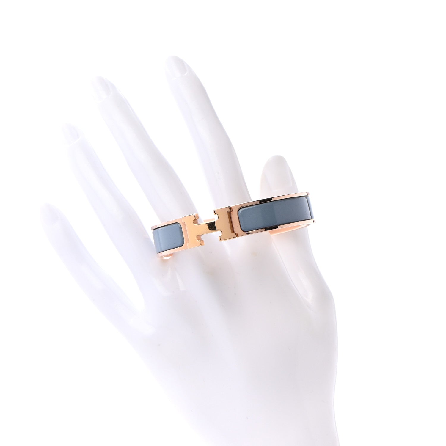 Hermes Enamel Narrow Clic Clac H Bracelet PM Bleu Lin 2 of 4