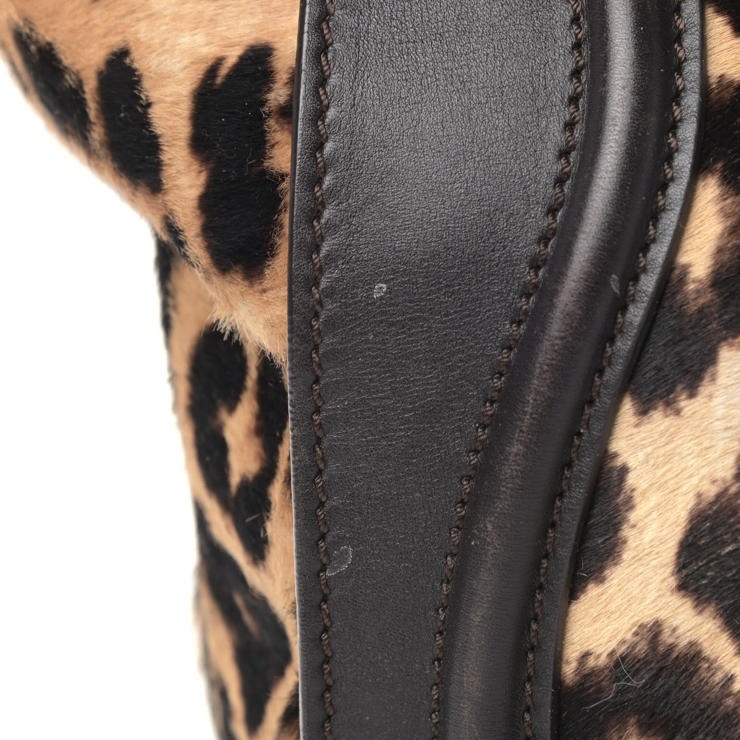 Leopard Pony Hair Mini Luggage Black