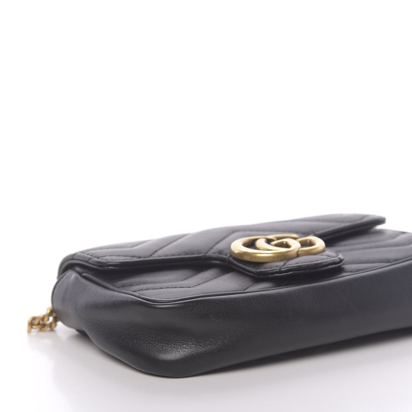 Calfskin Matelasse Super Mini GG Marmont Shoulder Bag Black