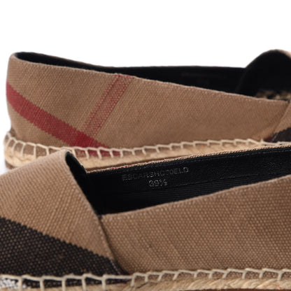 Burberry Canvas House Check Hodgeson Brit Espadrille Flats 39.5 Dark Tan 9 of 13