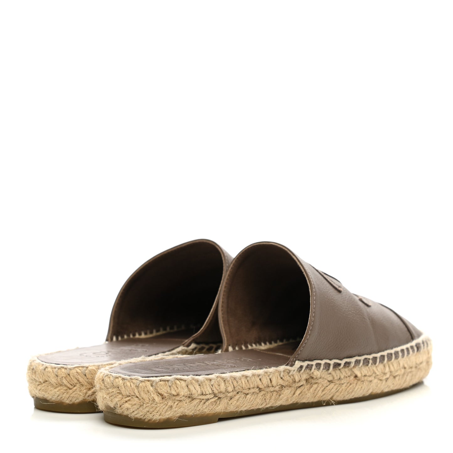 Calfskin CC Espadrille Mules 36 Dark Beige