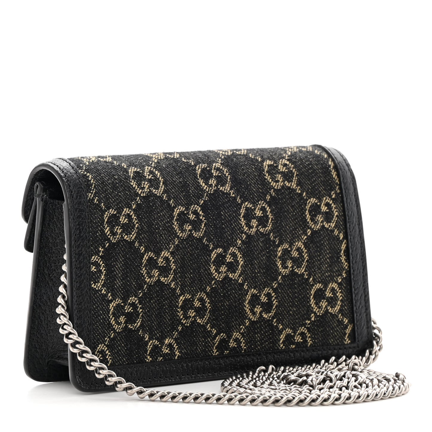 Jacquard Black Denim GG Monogram Super Mini Dionysus Shoulder Bag Black Ivory