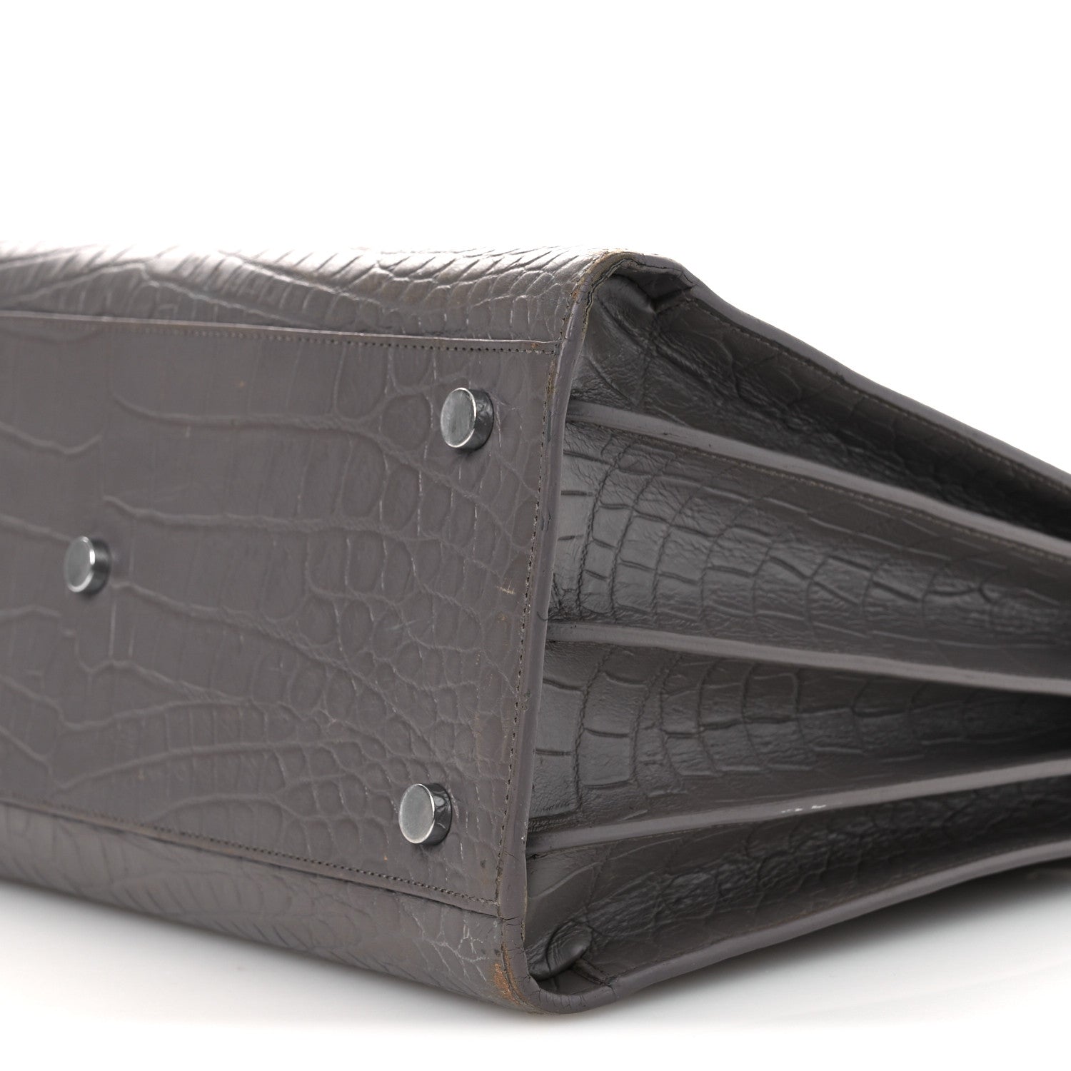 Saint Laurent Calfskin Crocodile Embossed Small Sac de Jour Fog 10 of 19