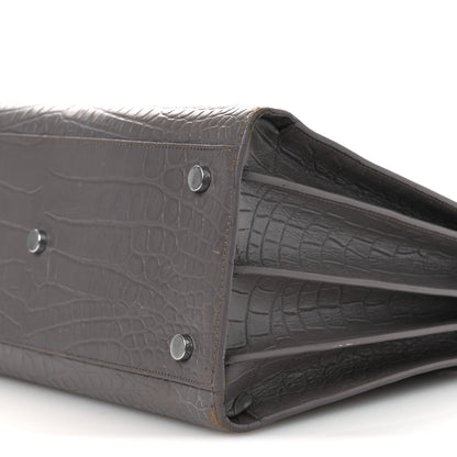Saint Laurent Calfskin Crocodile Embossed Small Sac de Jour Fog 10 of 19
