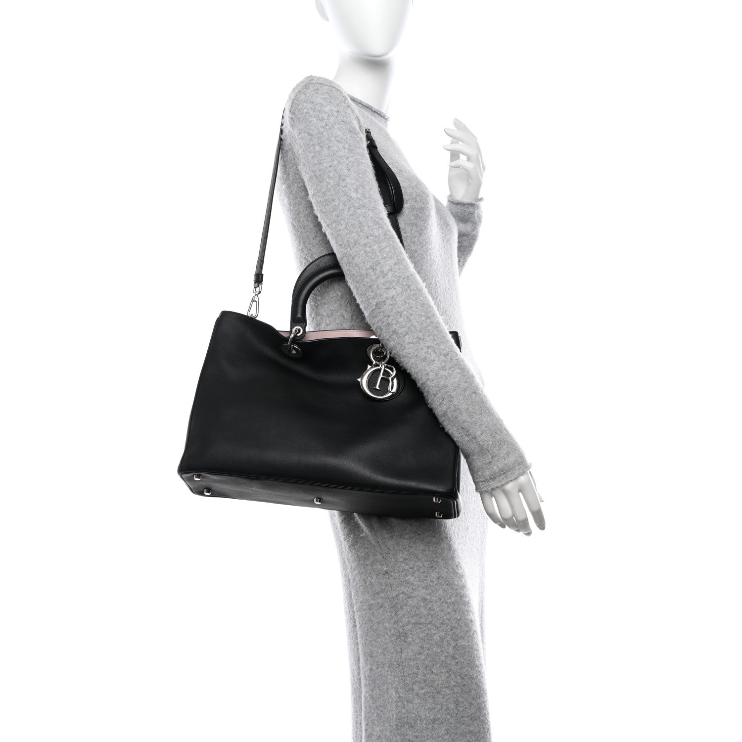 Christian Dior Smooth Calfskin Large Diorissimo Tote Black Rose Poudre 2 of 14