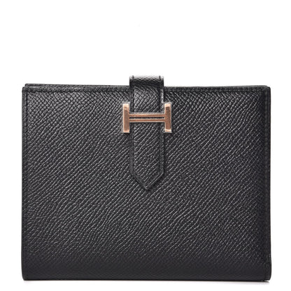 Hermes Epsom Bearn Compact Wallet Black 1 of 8