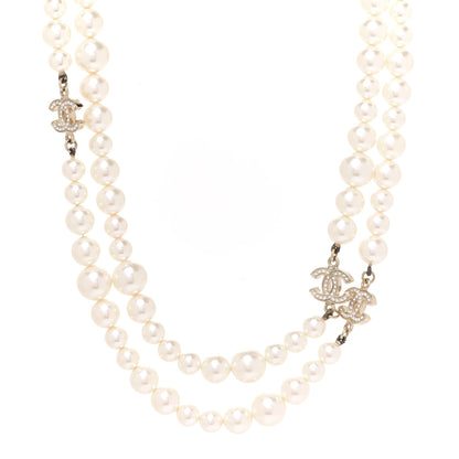 Chanel Graduated Pearl CC Long Necklace Gold 1 of 6