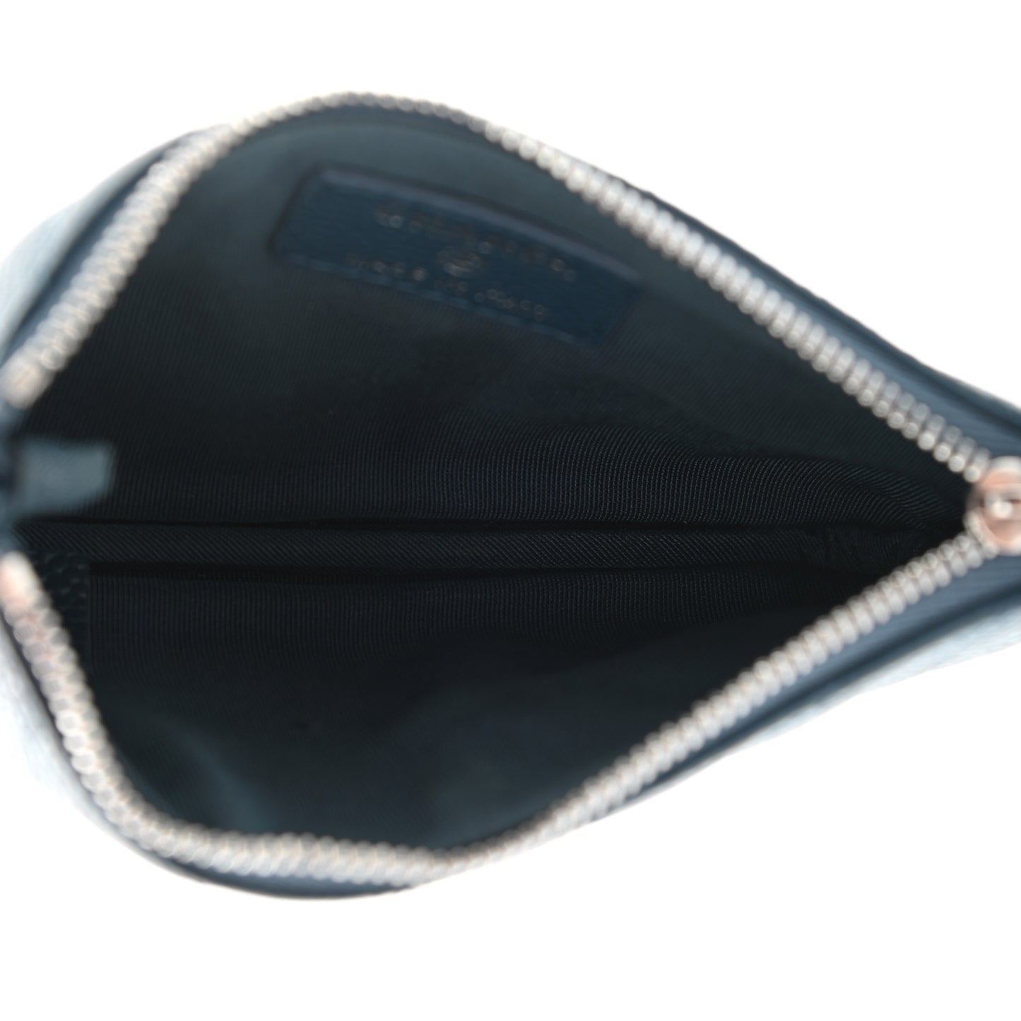 Caviar Chevron Quilted Small Cosmetic Case Blue