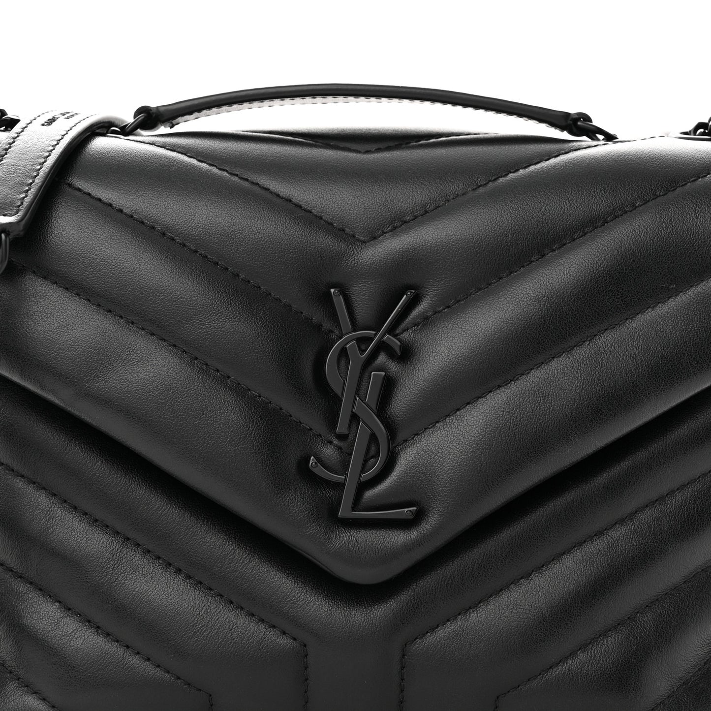 Calfskin Y Quilted Monogram Monochrome Small Loulou Chain Satchel Black