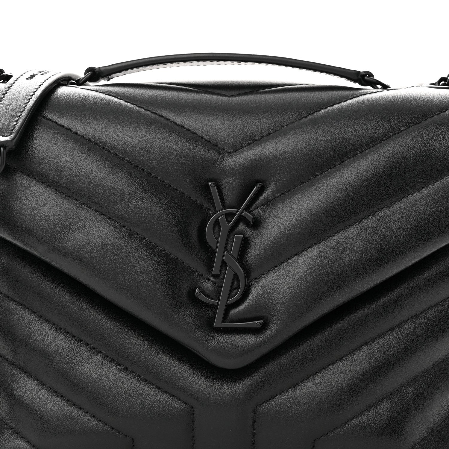 Saint Laurent Calfskin Y Quilted Monogram Monochrome Small Loulou Chain Satchel Black 8 of 13