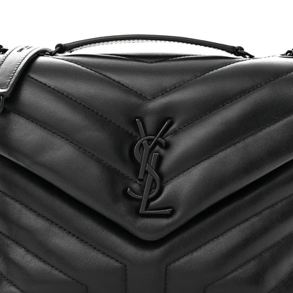 Saint Laurent Calfskin Y Quilted Monogram Monochrome Small Loulou Chain Satchel Black 8 of 13
