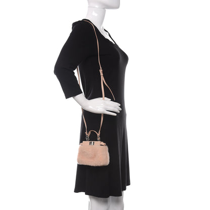 Fendi Shearling Shiny Nappa Micro Peekaboo Iconic Satchel Light Rose 2 of 11