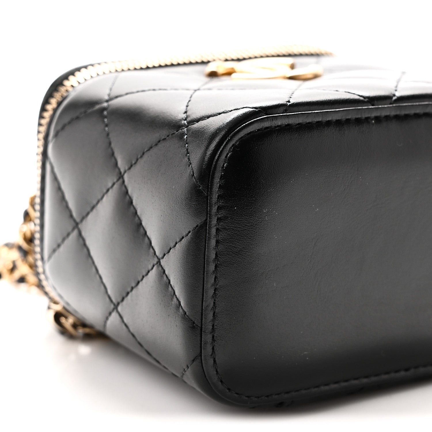 Chanel Calfskin Quilted Mini Perfect Fit Vanity Case With Chain Black 9 of 10