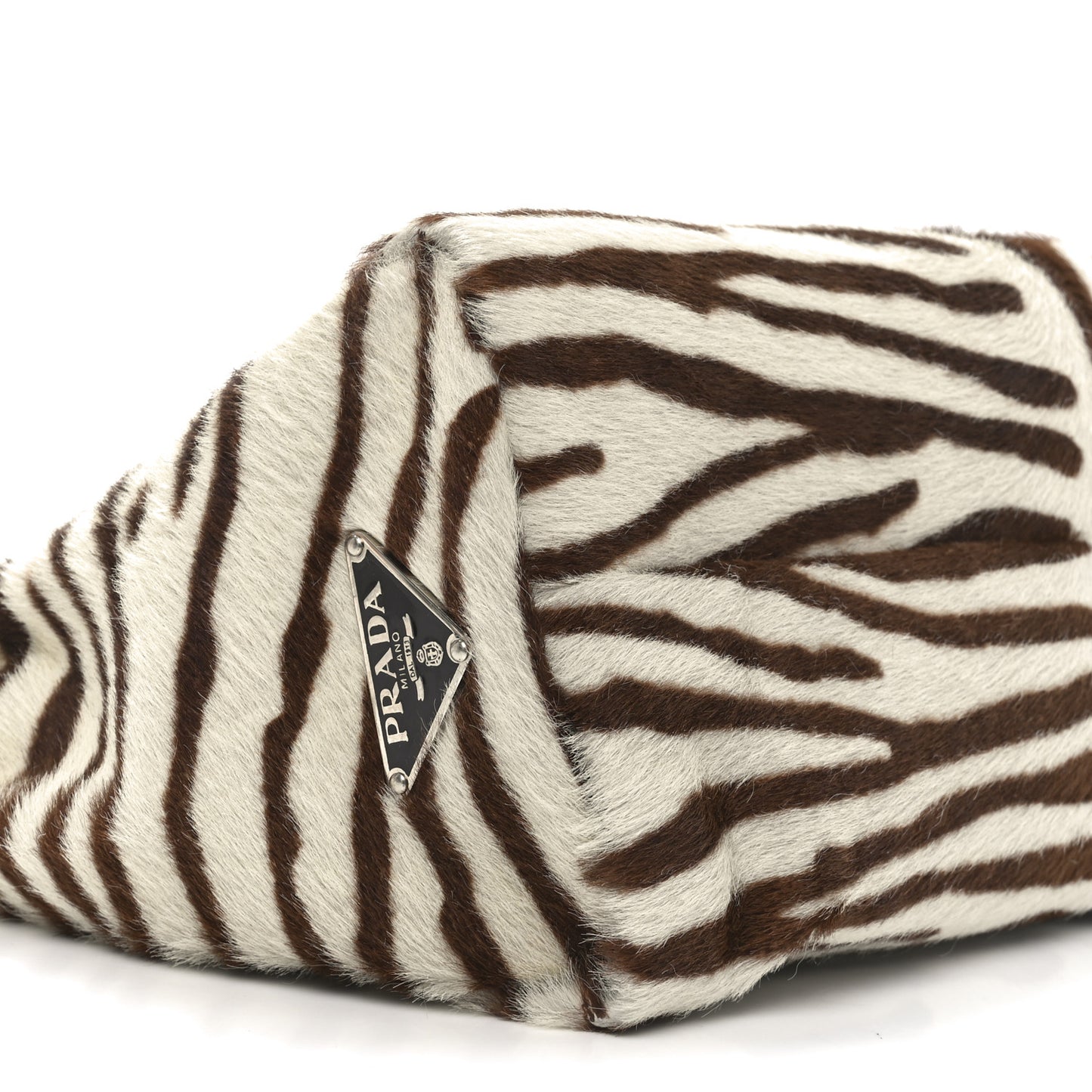 Calf Hair Zebra Print Tote White Moro