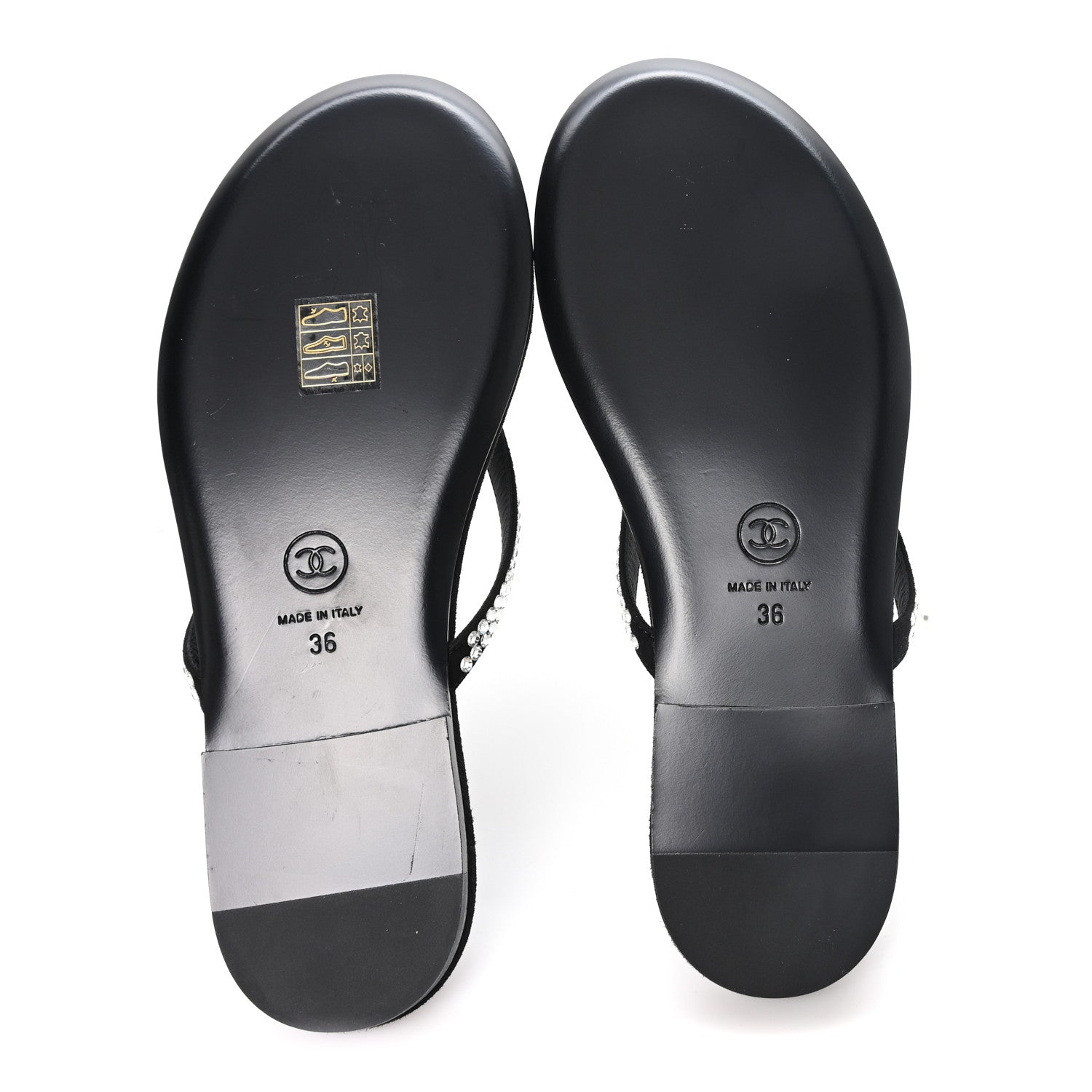 Chanel Suede Kidskin Strass CC Thong Sandals 36 Black 6 of 10