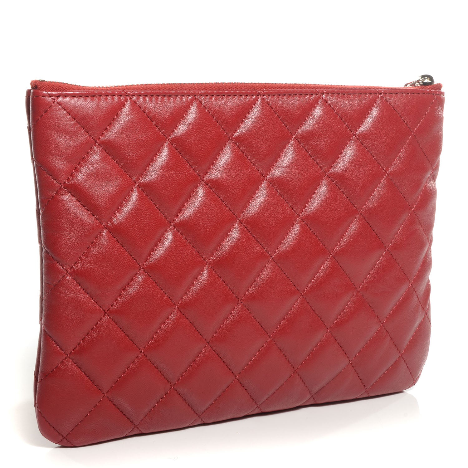 Chanel Lambskin Quilted Medium Cosmetic Case Red 3 of 8