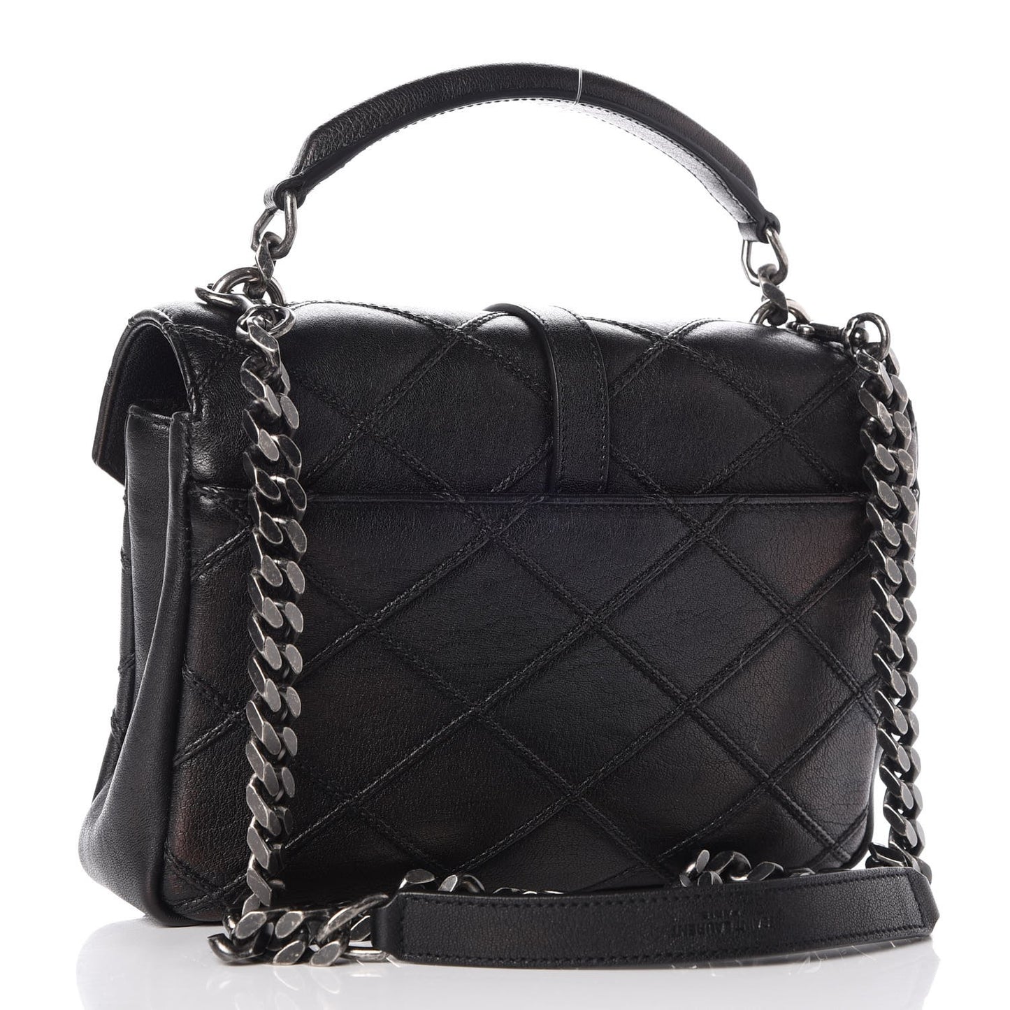 Calfskin Matelasse Diamond Quilted Monogram Medium College Bag Black