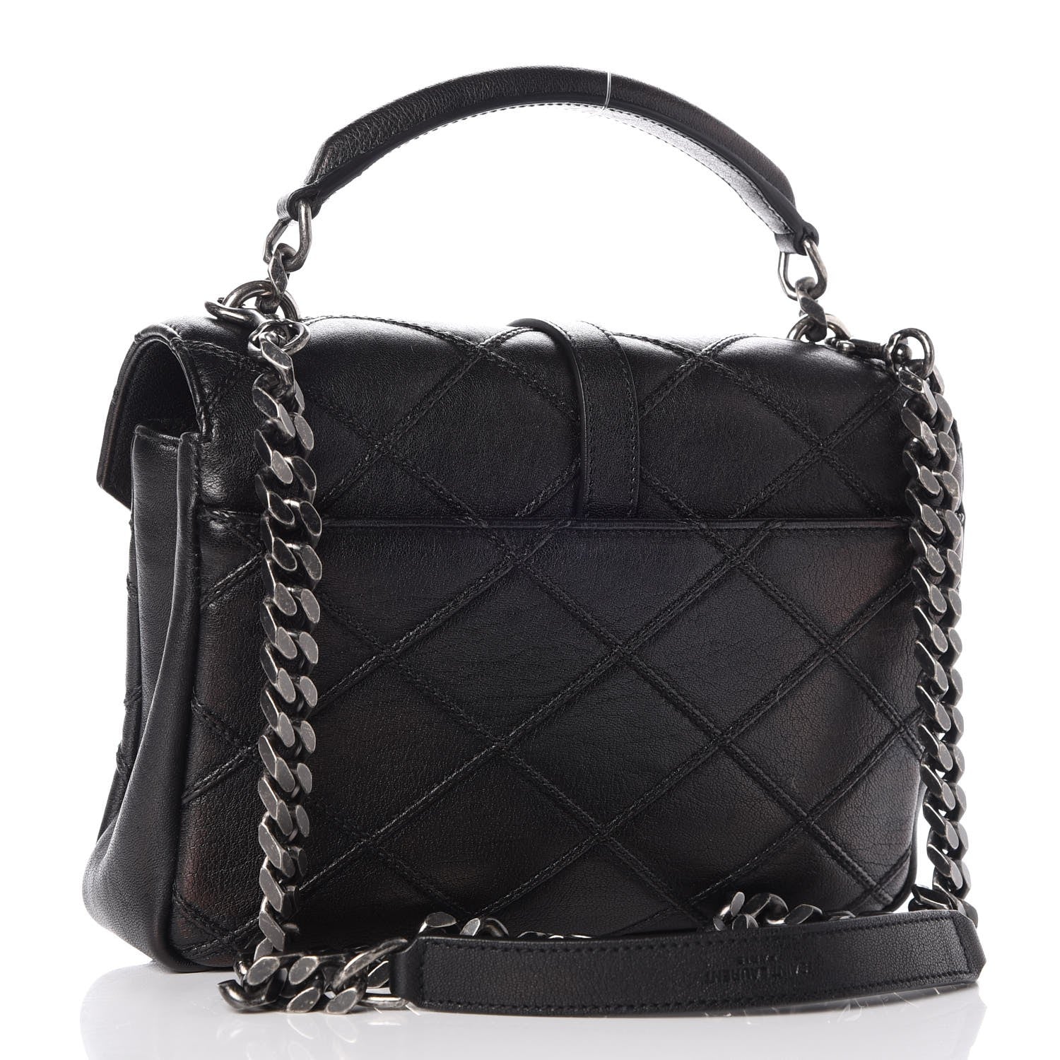 Saint Laurent Calfskin Matelasse Diamond Quilted Monogram Medium College Bag Black 3 of 8