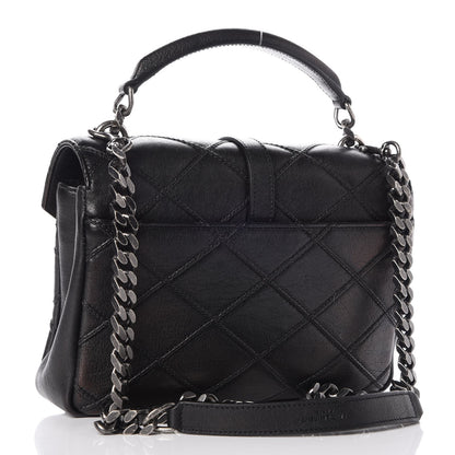 Saint Laurent Calfskin Matelasse Diamond Quilted Monogram Medium College Bag Black 3 of 8