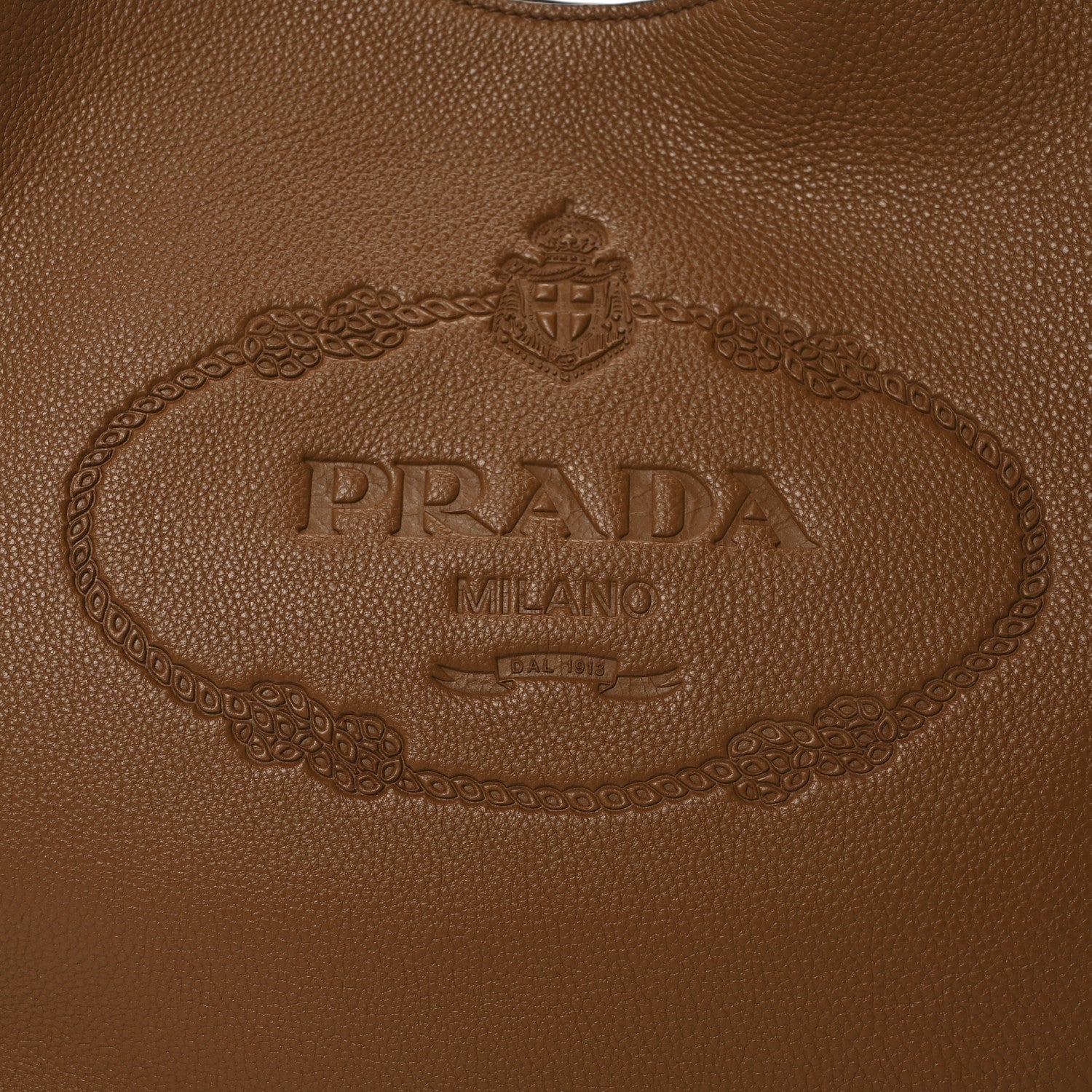 Prada Vitello Phenix Embossed Logo Hobo Cannella 8 of 10