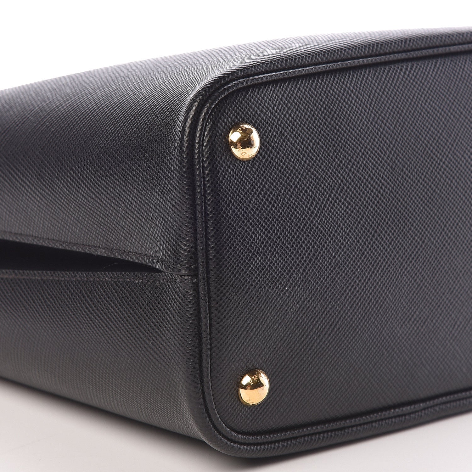 Prada Saffiano Cuir Medium Panier Bucket Bag Black Fuoco 8 of 9
