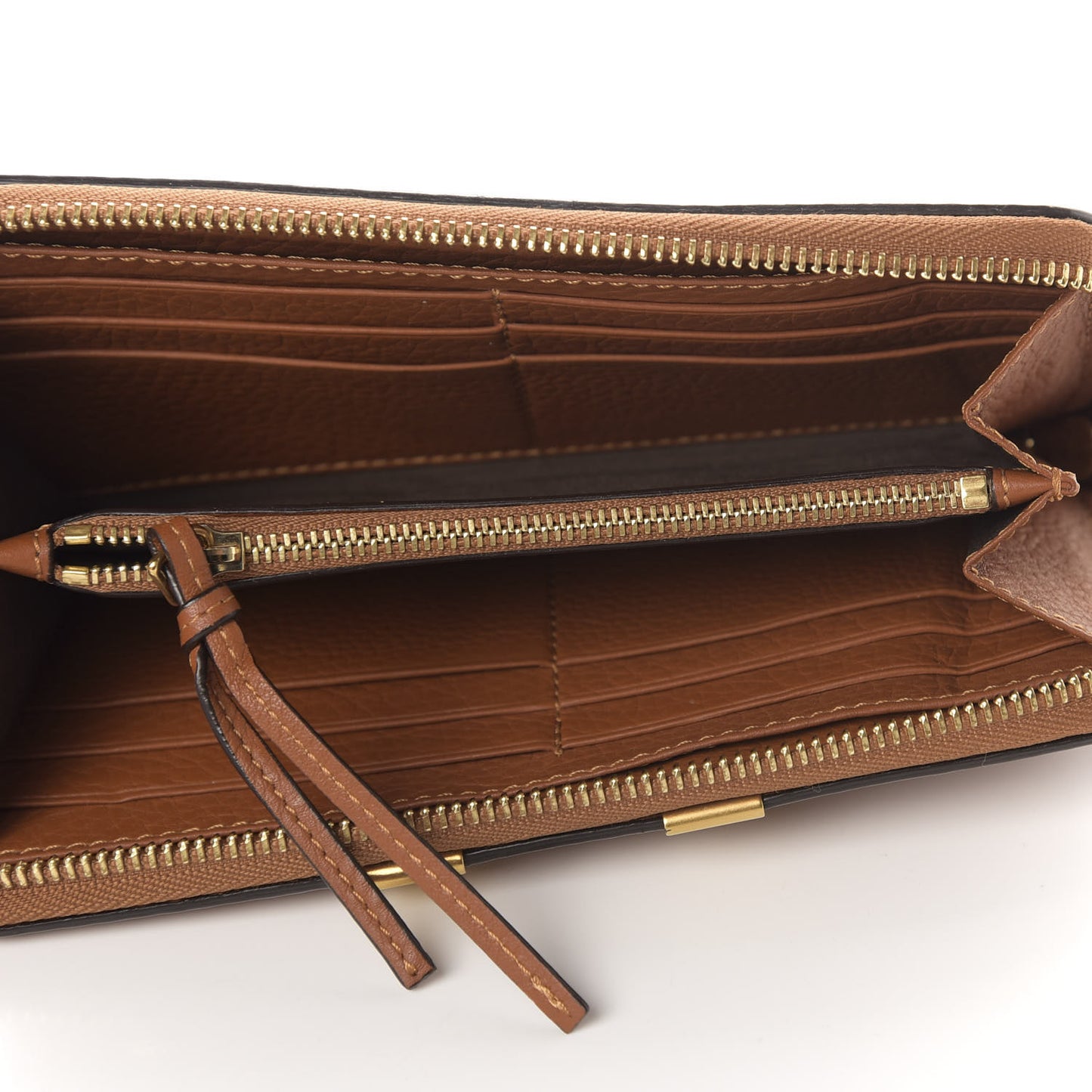 Grained Calfskin Marcie Long Zip Around Wallet Tan