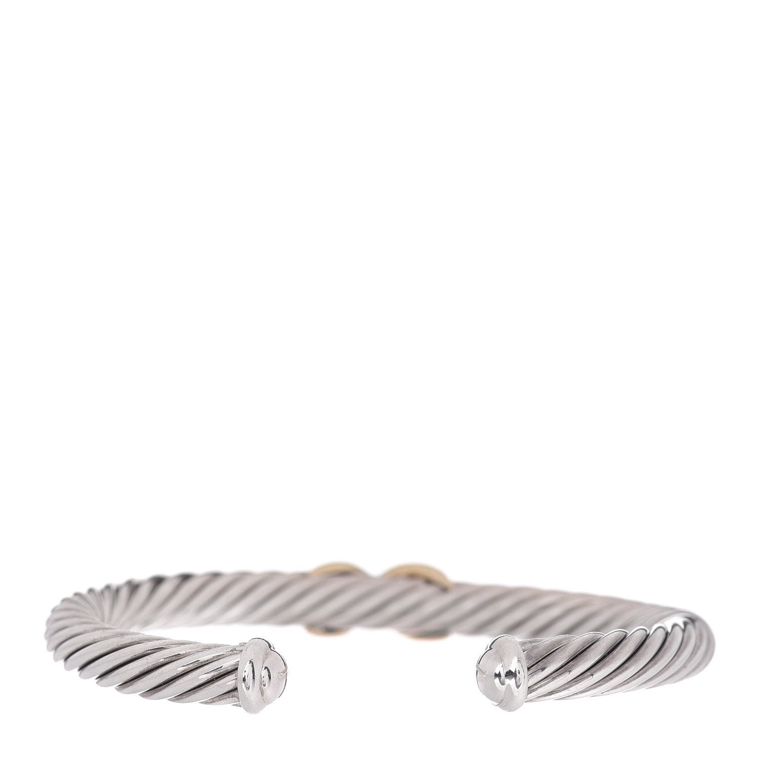 David Yurman Sterling Silver 14K Yellow Gold 7mm X Station Cable Bracelet 3 of 4
