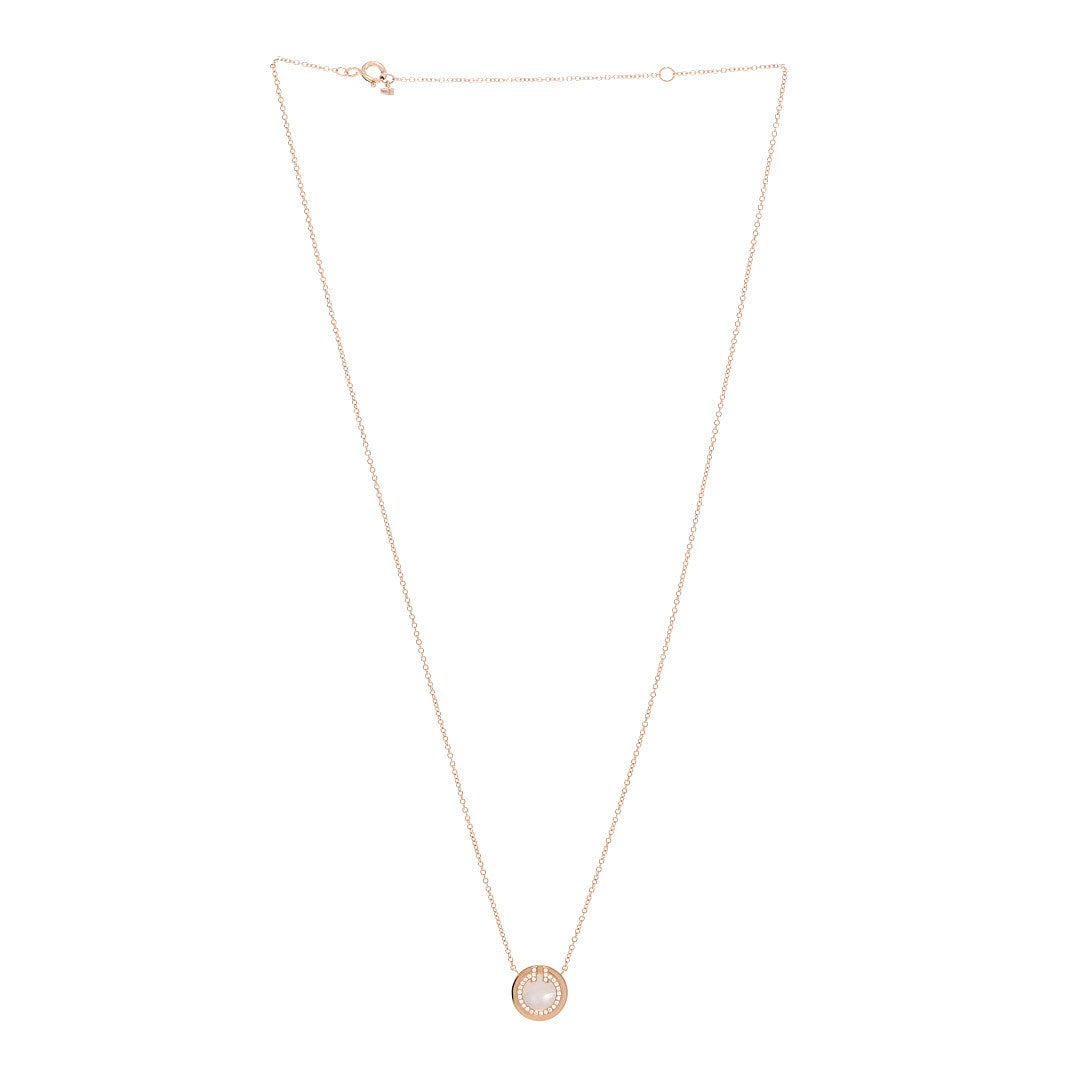 Tiffany 18K Rose Gold Diamond Mother of Pearl Small T Circle Pendant Necklace 3 of 6