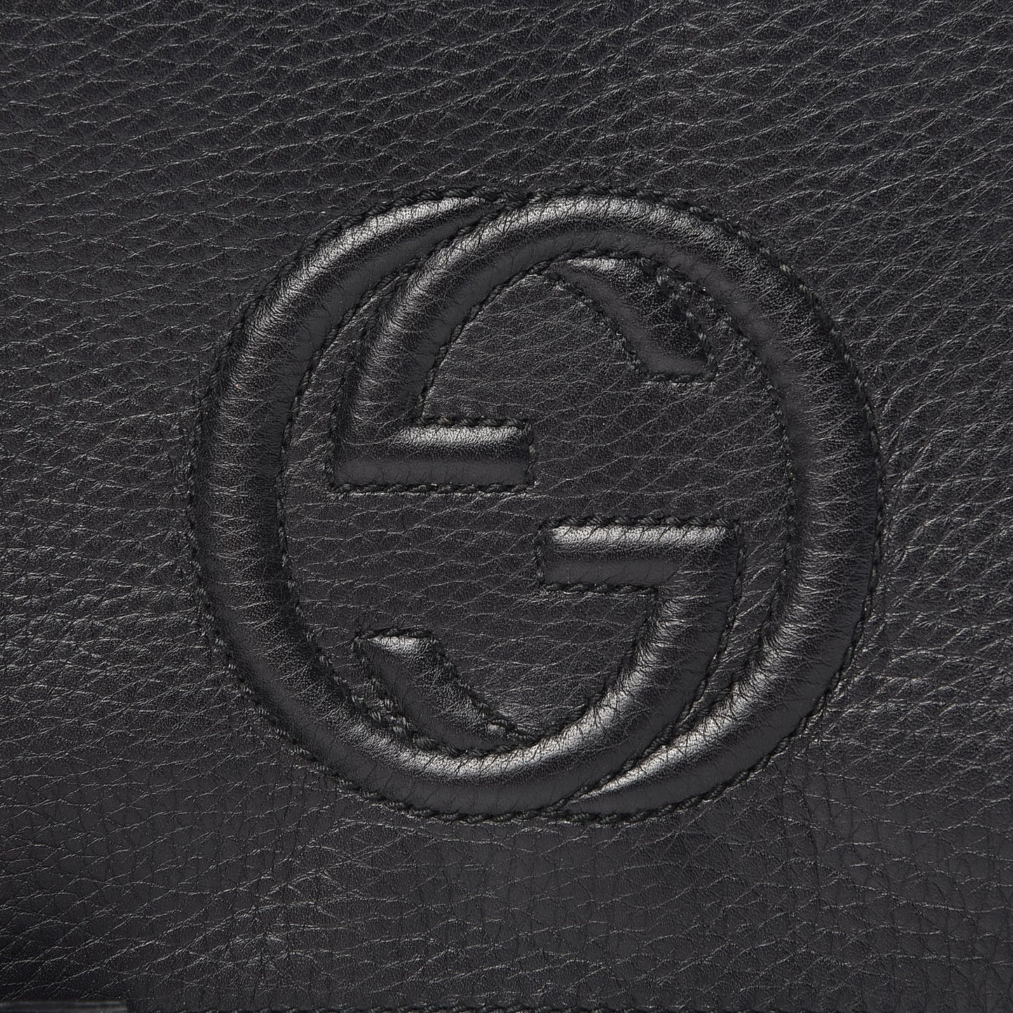 Pebbled Calfskin Medium Soho Clutch Black