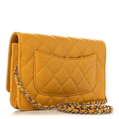 Chanel Caviar Quilted Wallet on Chain WOC Yellow 3 of 11
