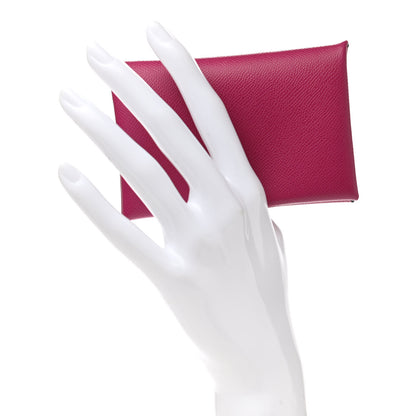 Hermes Madame Calfskin Calvi Card Case Rose Pourpre 2 of 8