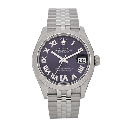 Rolex Stainless Steel 18K White Gold Diamond 31mm Oyster Perpetual Datejust Watch Aubergine Roman 278274 1 of 5