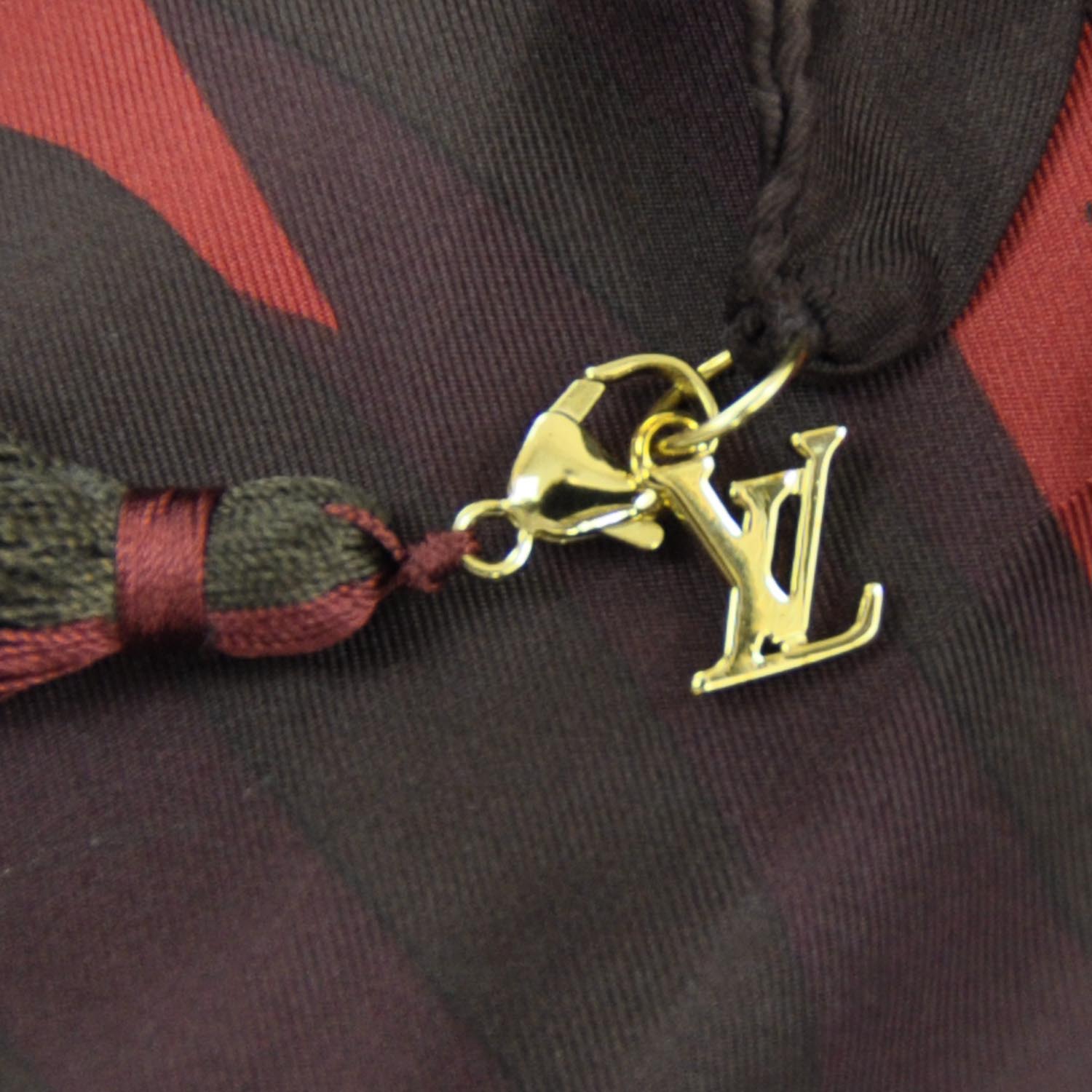Louis Vuitton Silk Zebra Scarf Tassel LV Charm 6 of 7