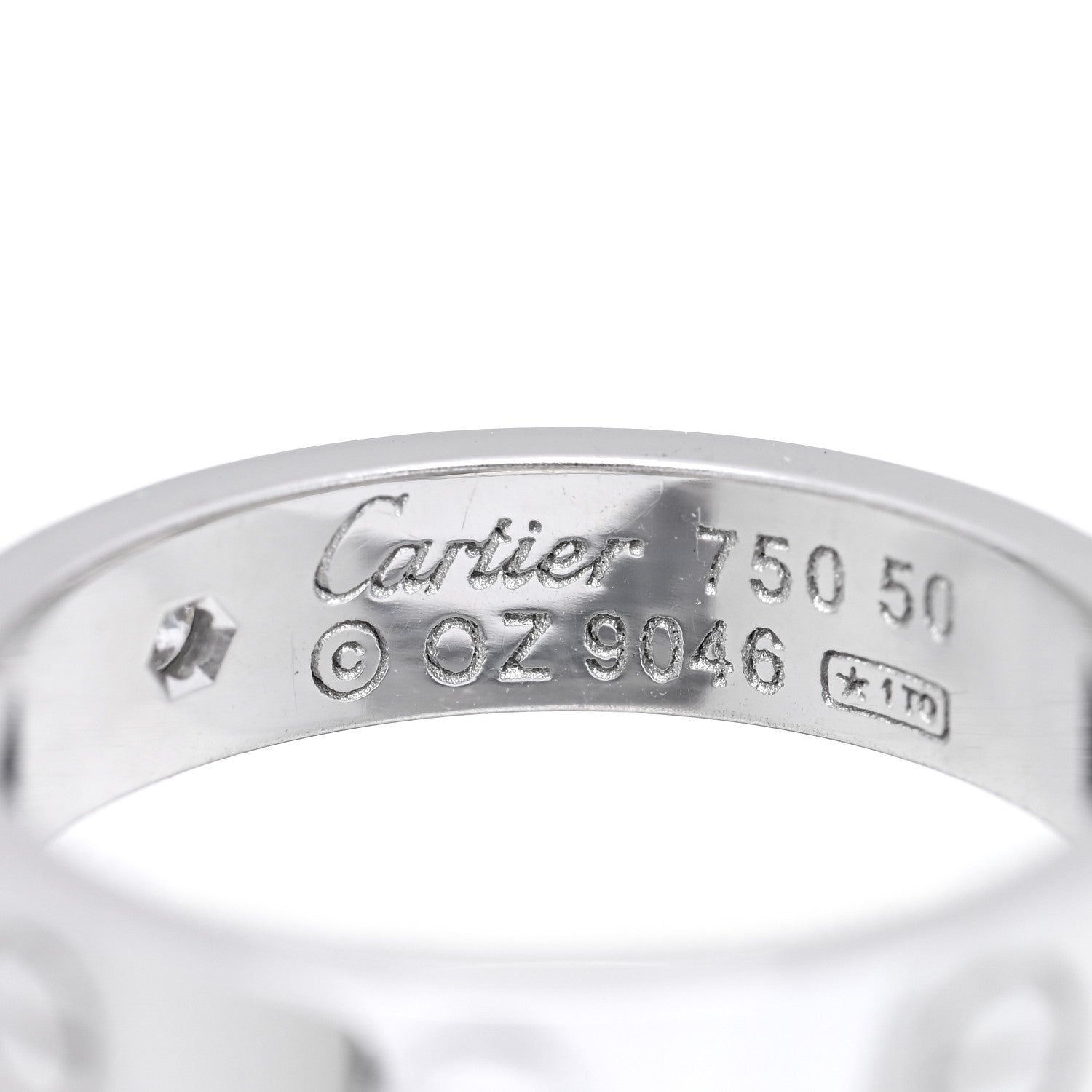 Cartier 18K White Gold Diamond 3.5mm LOVE Wedding Band Ring 50 5.25 4 of 5