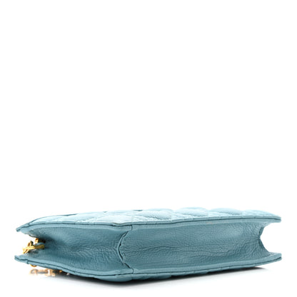 Christian Dior Calfskin Cannage Caro Zipped Pouch With Chain Cloud Blue 4 of 14
